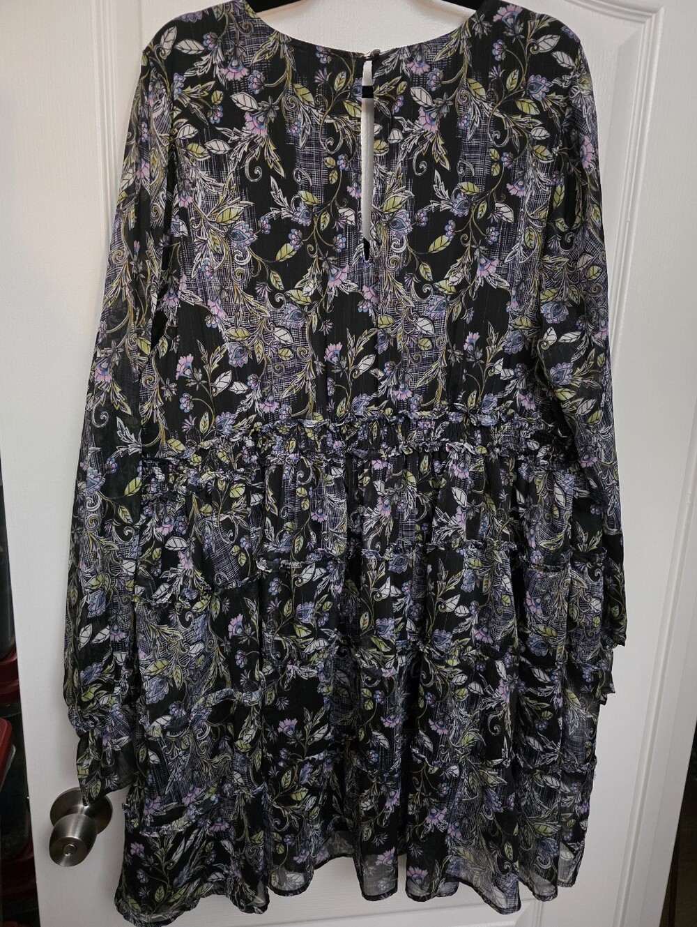 EUC Mini Lurex Chiffon Tiered Dress - Picture 9 of 10